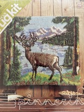 Vintage Unopened Spinnerin Latch Hook Rug Kit 9528 Stag Deer Mountains Lake