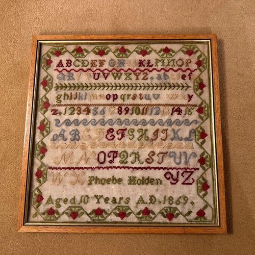 Antique needlework sampler - antique,