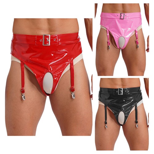 Mens pvc leather briefs - leather,