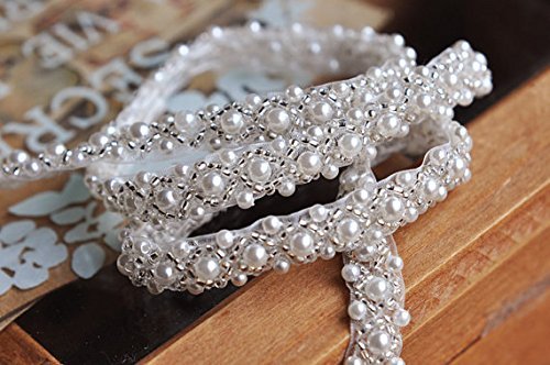 Yard pearl bead lace trim - yard,