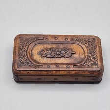 Antique Vesta Case Black Forest Carved Decorated Matchbox Holder