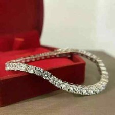 5.25 Carat Round Real Natural Diamond Tennis/Link Bracelet 14K White Gold 7 inch