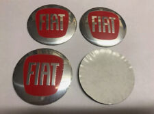 4x Sticker Fiat Logo Hub Wheel Centre Cap 56mm Silver / Red Sticker