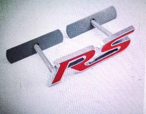 Badge chrome and red - chrome, enamel
