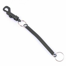 BLACK SPIRAL KEY CHAIN Retractable Clip On Ring Stretchy Coil Spring Keyring UK