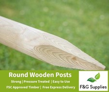 10 x Wooden Fence Posts 1.5m (5ft) tall x 50mm dia. pressure treated wood