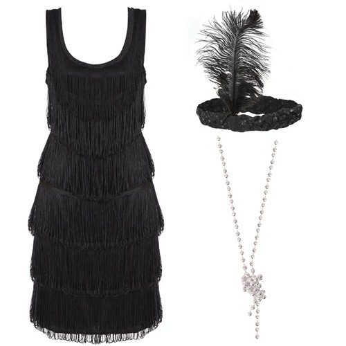 1920 deluxe black flapper - black,