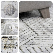 Grey Rugs for Living Room Gold Metallic Sheen Glamorous Home Decor Carpet Mats