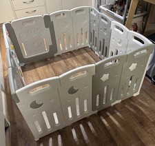 Venture All Stars Duo Baby Large Plastic Playpen - Grey/White