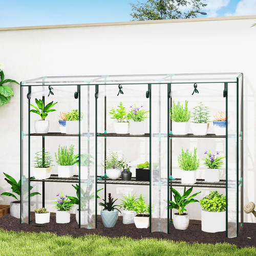 Lean mini greenhouse with - lean-to,