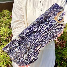 5.31LB  Natural zebra stone slices/black stripes/purple fluorite symbiosis
