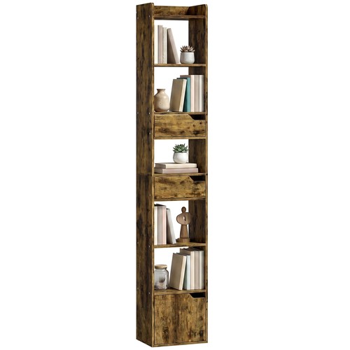 Homcom bookcase tall - bookcase, narrow