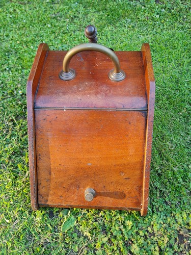 Edwardian wooden coal scuttle - edwardian,