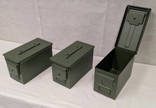 3 boxes .50 Cal New Metal Ammo Box Military Storage Container  Olive Green Clasp