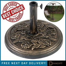 GARDEN PARASOL BASE CAST IRON ROUND UMBRELLA STAND PATIO OUTDOOR HEAVY 9.5KG NEW