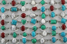 Wholesale Jewelry Mixed Lots 60pcs Fashion Natural Stone Women Rings Mixed Size