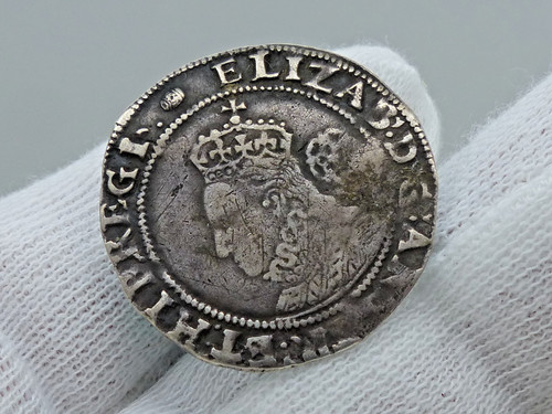 Elizabeth sixpence hammered - i,