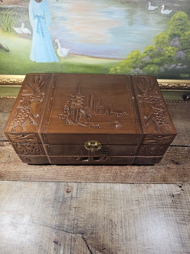 Vtg handcarved teak - handcarved, &