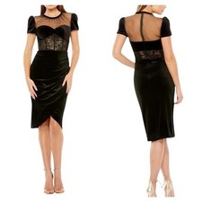 Mac Duggal Black Velvet Sheer