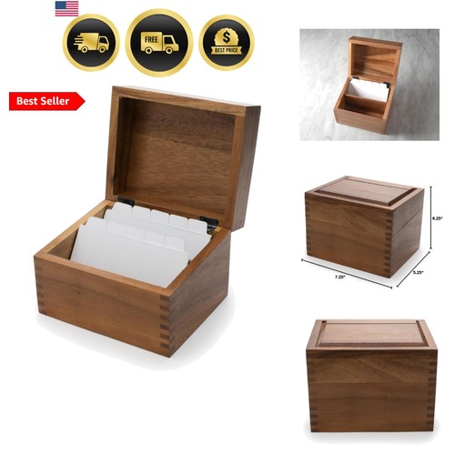 Acacia wood recipe box - wood, with