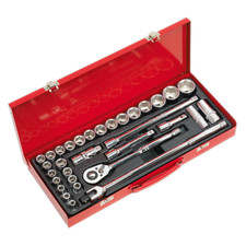 Sealey Socket Set 32pc 1/2 Drive 6pt WallDrive Metric Imperial Pro Deluxe