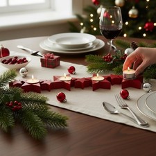 Attractive Tea Light Holders Star Shaped Wooden Christmas Table Decoration