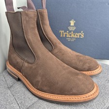 Trickers 'Stephen' Dark Brown Chelsea Boots Whisky Hydro Nubuck UK 8.5 New