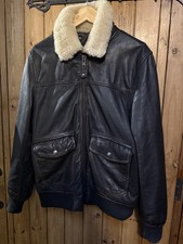 Large Schott NYC USA Bomber Leather Jacket 3139 Lambskin / Sheepskin Collar