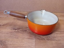 Vintage Le Creuset Volcanic Orange Saucepan 16cm Cast Iron - NO LID Used Pan