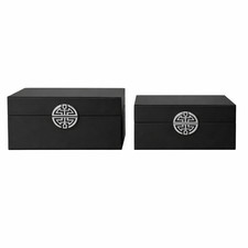 Black Wooden Storage Boxes