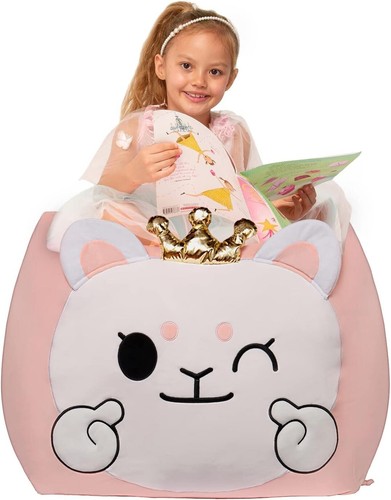 Cute white bunny bean bag - white,