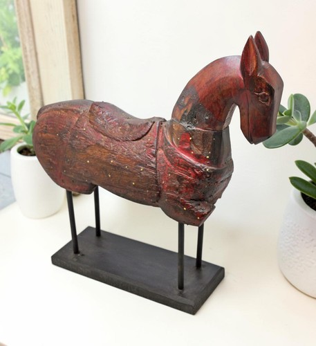 Vintage wooden large horse - wooden,