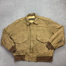 Leather Flying Jacket Adult X Large Brown Military Aviator Flight Bomber Mens*