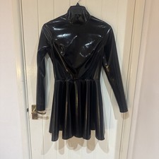 Honour Skintwo High Neck Skater Black Latex Dress Size Medium