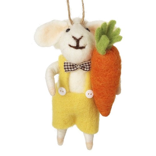 Felt sheep with carrot hanging - felt,
