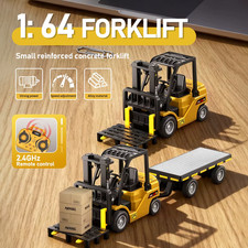 1:64 Bluetooth RC Crane & Forklift Mini Alloy Toy with Trailer Two-in-One Se