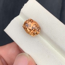 Natural Imperial Topaz, 8.29 Ct Brownish Orange Cushion Cut Loose Gemstone