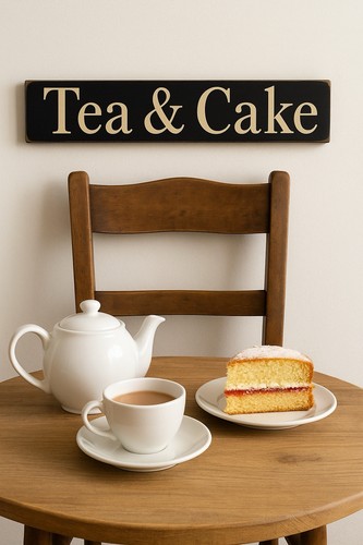 Tea cake sign vintage - tea, &