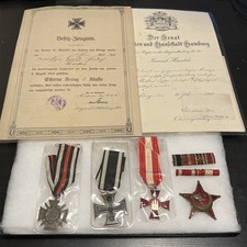 WWI German Prussia *RARE* Medals - Iron Cross, Hamburg, Gallipoli Star & Docs