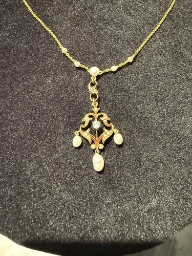 Edwardian 14k gold diamond and - 14k,