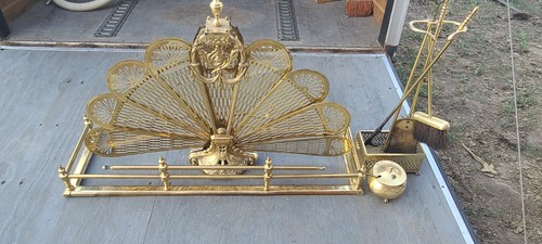 Vintage brass peacock fan - vintage,