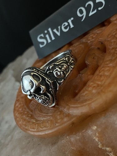 Solid silver skull ring - skull,