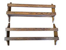 2 Vintage Antique Church Pew Hymnal Bible Oak Wood Book Holder Rack N