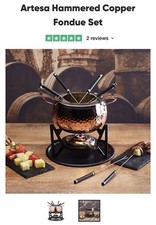 Artesa Hammered Copper 1900ml Capacity Six-Person Party Fondue Set New In Box