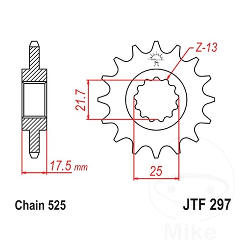 Front sprocket tooth 525 - front,