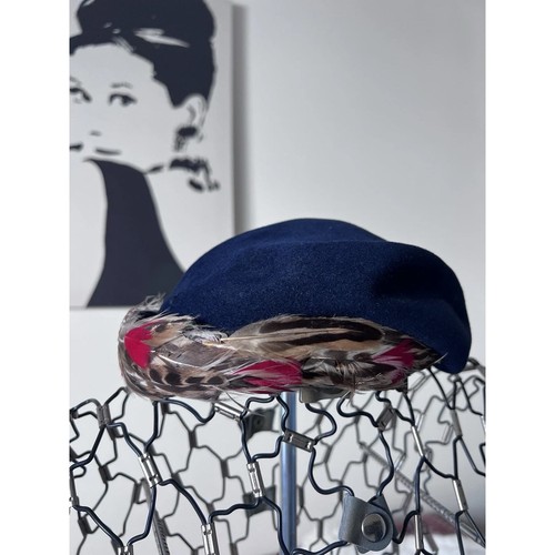 Vintage navy blue wool - wool, felt