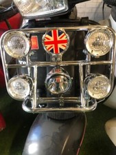 Vespa PX PE T5 Front Rack Chrome Fitted with Battery LED Lights and UJ Badge