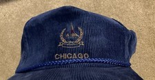 Vintage 90s Chicago Boating Yachting Sailing Blue Corduroy Cap Hawaiian Hat