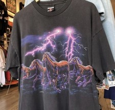 Retro Vintage Horses Graphic T-Shirt Unisex Short Sleeve Cotton Shirt S-5XL