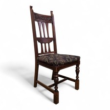 Antique oak bedroom chair / high back carved oak hall chair / occasional chair